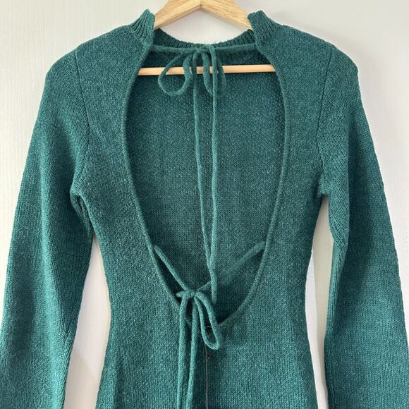 Atoir Womens Mohair Cut Out Back Miaa Sweater Mini Dress Emerald Green Sz XS NWT - Picture 6 of 8